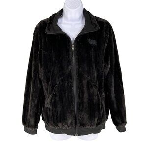 The North Face Womens M Black Osito Soft Fuzzy Full Zip Bomber Jacket Pockets